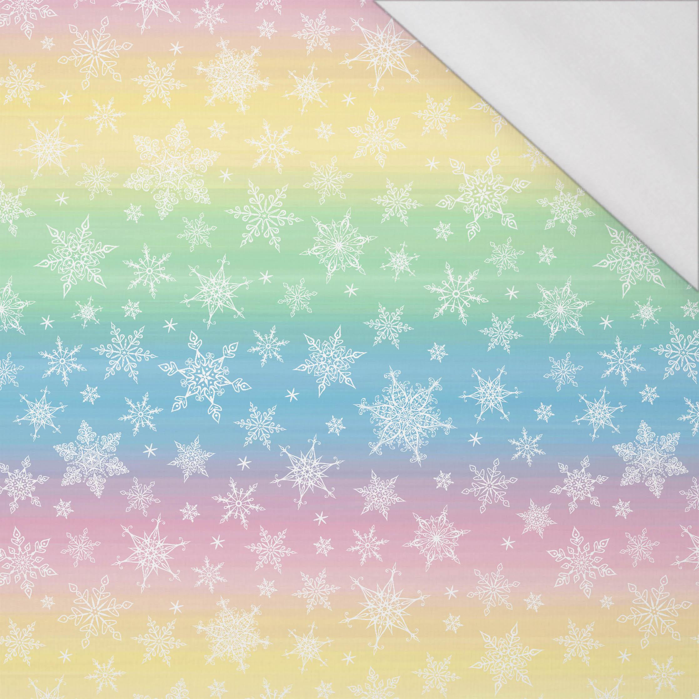 SCHNEEFLOCKEN MST. 2 / REGENBOGEN STREIFEN XL Ms. 2  - bio single jerset mit Elastan Sommersweat