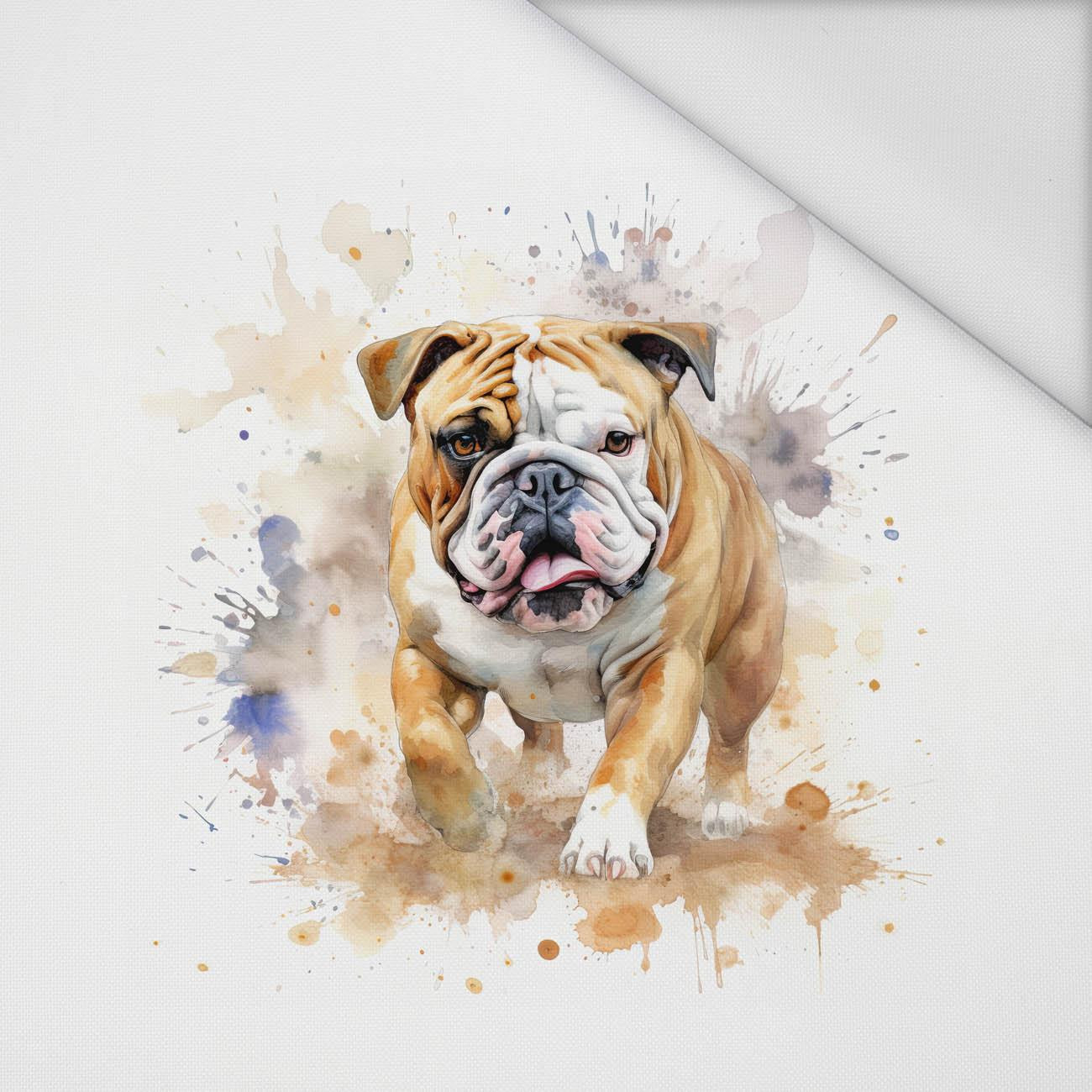 WATERCOLOR BULLDOG - Paneel (60cm x 50cm) Wasserabweisende Webware