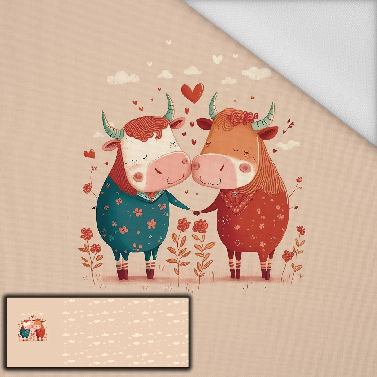 COWS IN LOVE - panoramisches Paneel  Wasserabweisende Webware (60cm x 155cm)