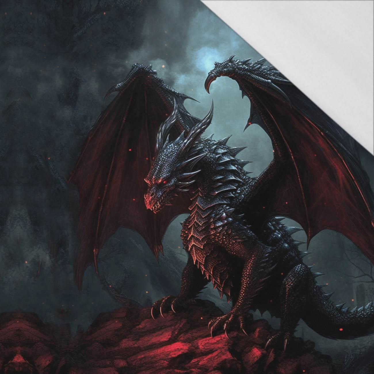 GOTHIC DRAGON - Paneel (60cm x 50cm) SINGLE JERSEY 