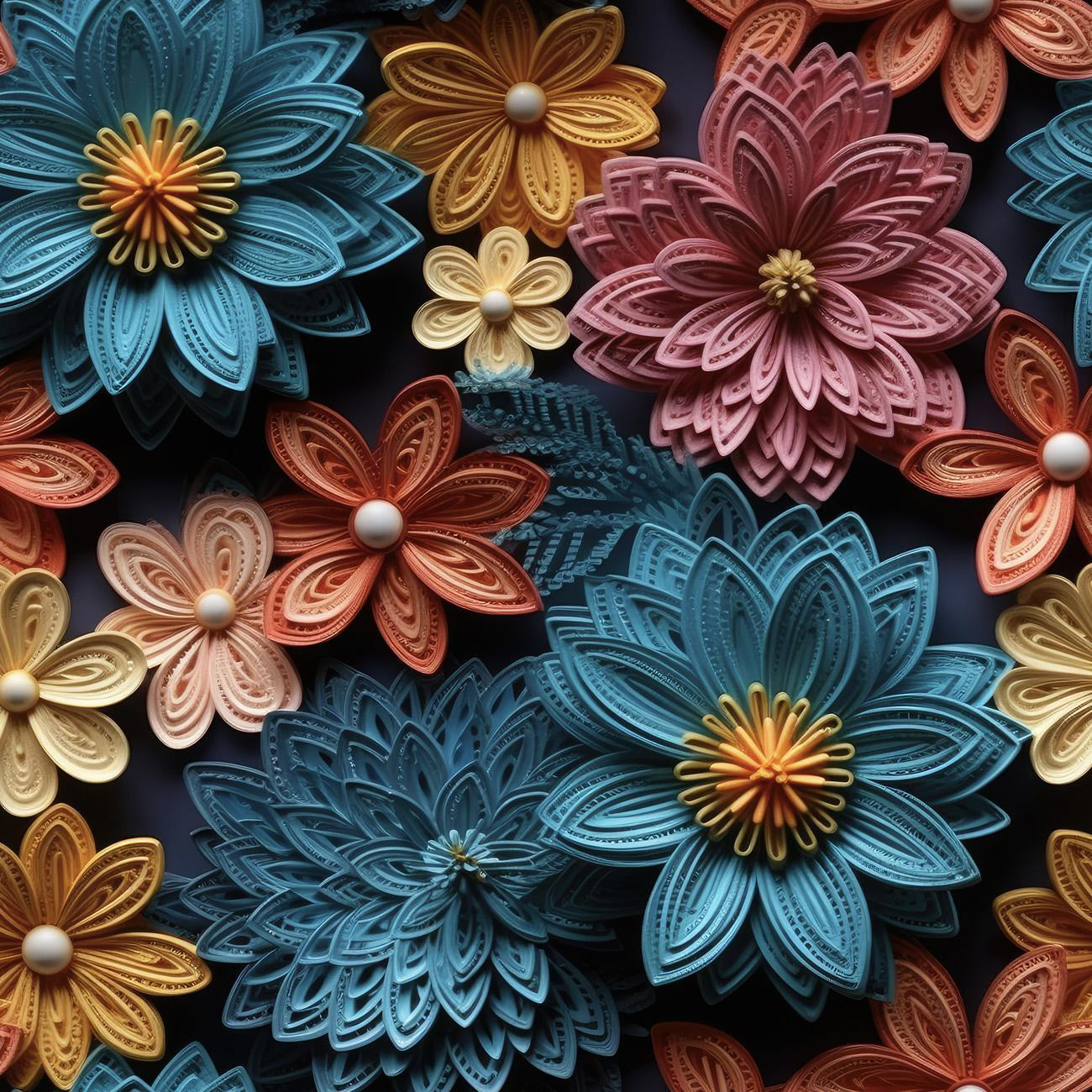 FLOWERS 3D M.14 - Nylonstoff PUMI