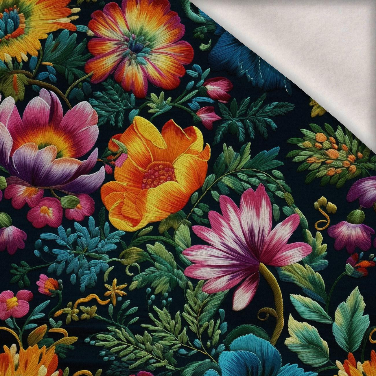 FLOWERS 3D M. 4 - Wintersweat angeraut mit Elastan ITY