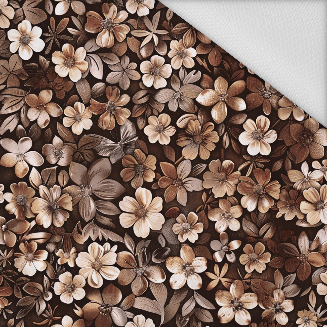 FLOWERS WZ.8/ Mocha Mousse  - Wasserabweisende Webware