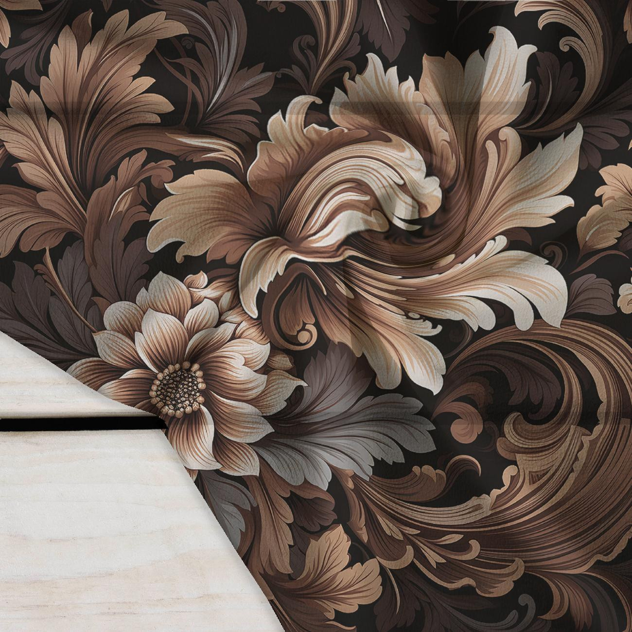 FLOWERS WZ.9/ Mocha Mousse  - Krepp