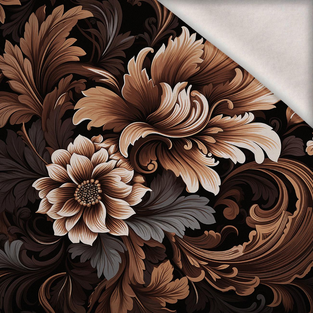 FLOWERS WZ.9/ Mocha Mousse - Wintersweat angeraut mit Elastan ITY FLOWERS WZ.9/ Mocha Mousse - Wintersweat angeraut mit Elastan ITY