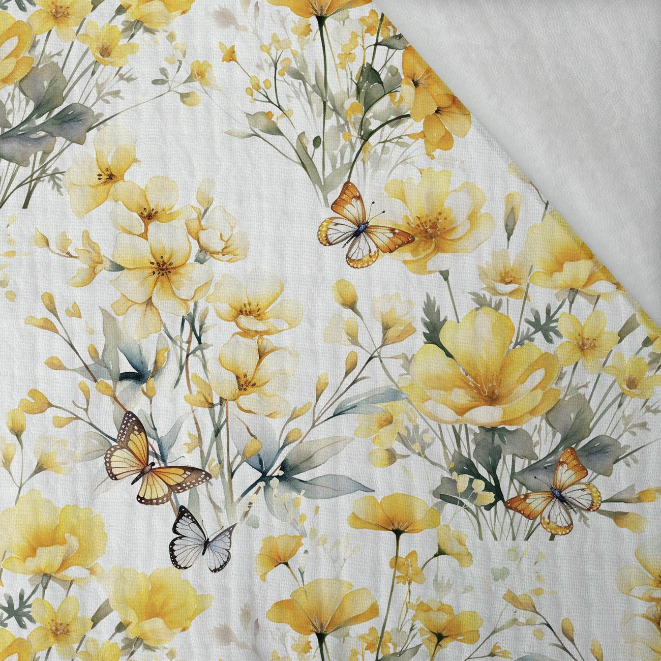 FLOWERS (BUTTER YELLOW) - Baumwoll Musselin