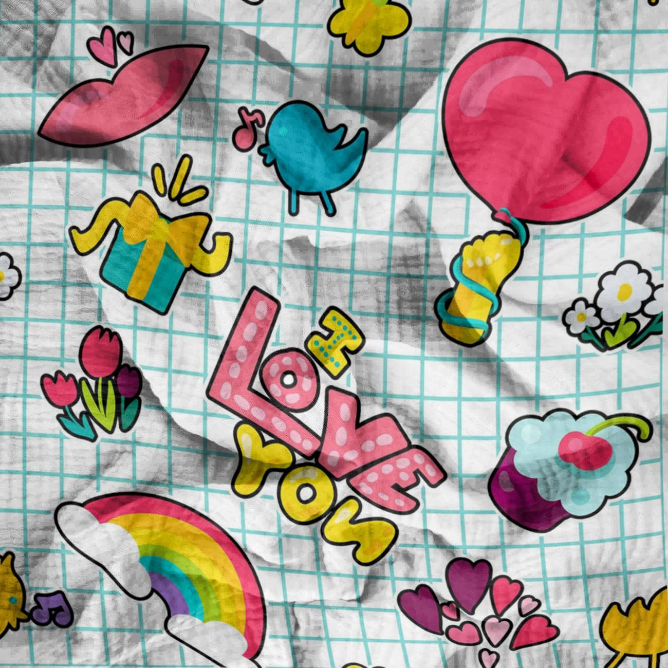 BUNTE STICKER MS. 1 - Baumwoll Musselin