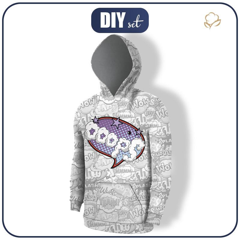 HERREN HOODIE (COLORADO) - COMICS / ooops (violet - rot) - Nähset