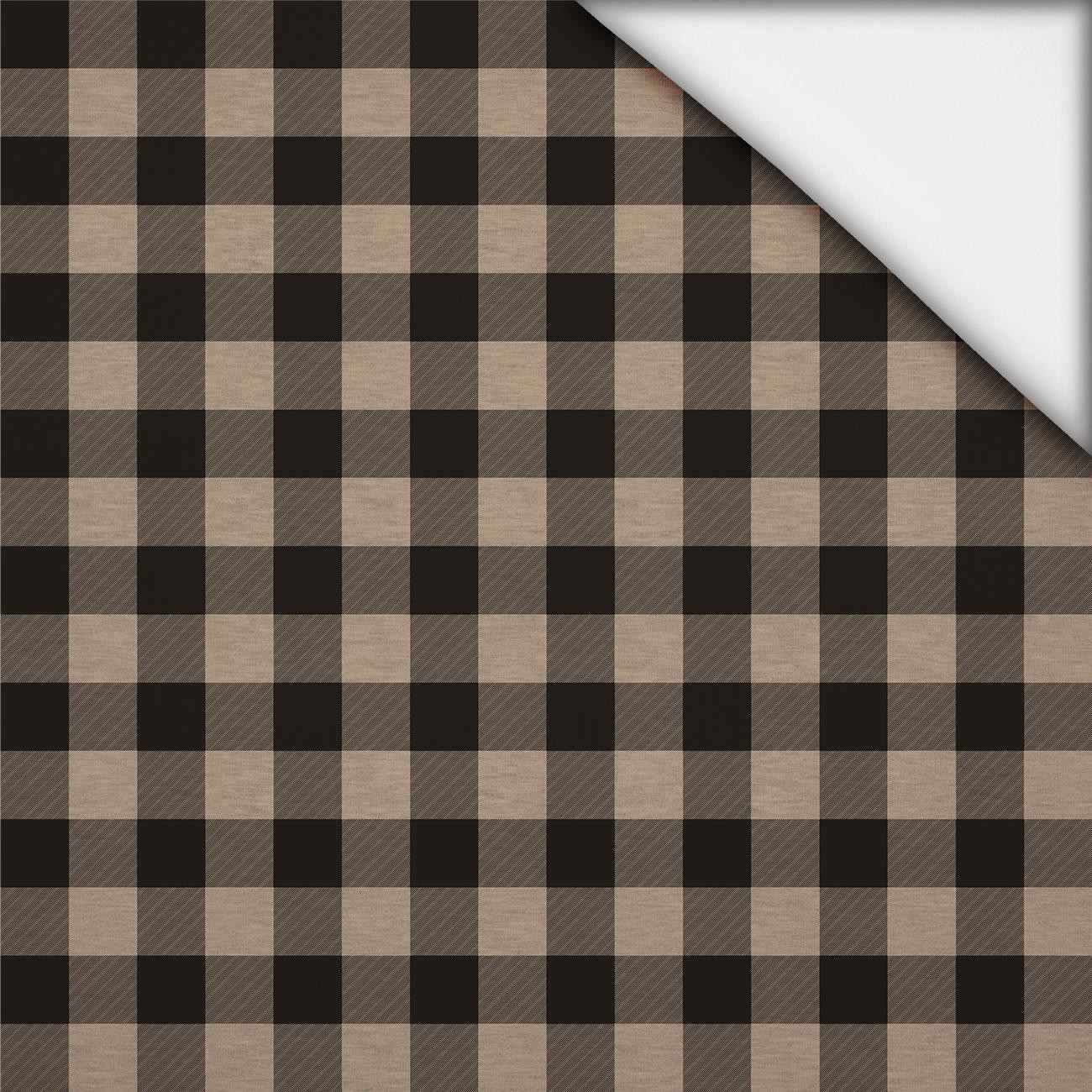 KARO VICHY - MELANGE BEIGE - leichte Maschenware angeraut