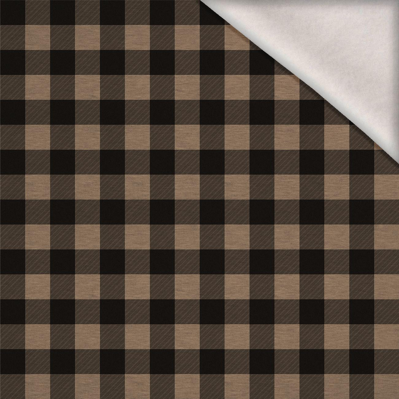 KARO VICHY - MELANGE BEIGE - Wintersweat angeraut mit Elastan ITY