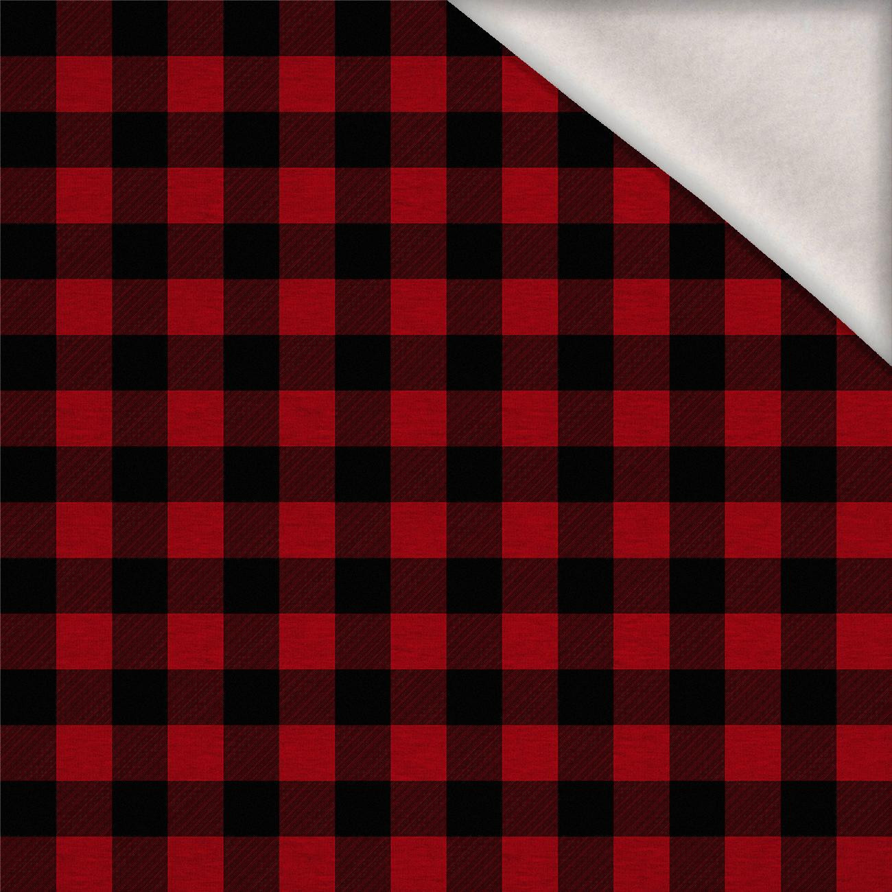 KARO VICHY - MELANGE ROT - Wintersweat angeraut mit Elastan ITY