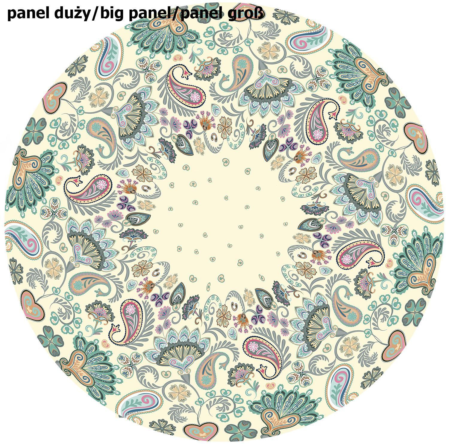 BLUMEN (Motiv 1) / ecru - groß Tellerrock-Panel 