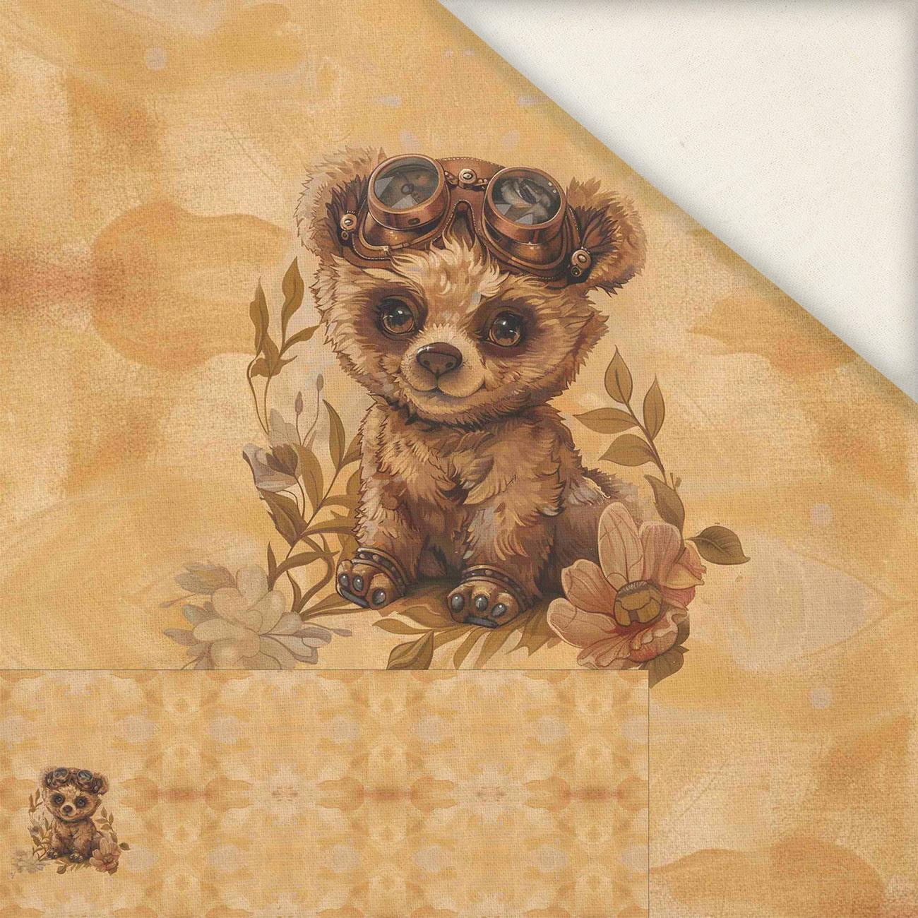 BEAR STEAMPUNK FOREST M. 1 - panoramisches Paneel (60cm x 135cm) Linen 100%