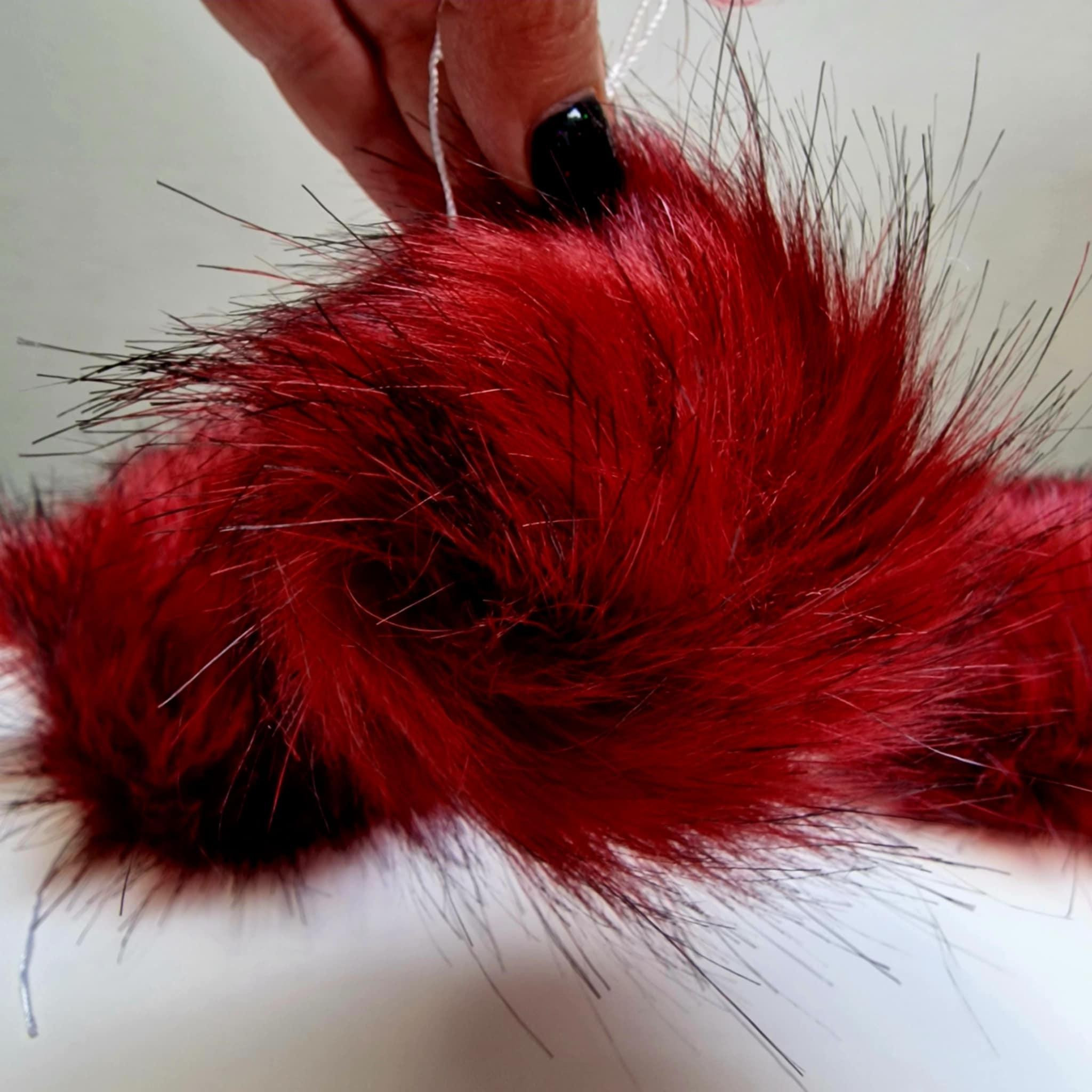Kunstfell Pompon 12 cm - DUNKELROT 