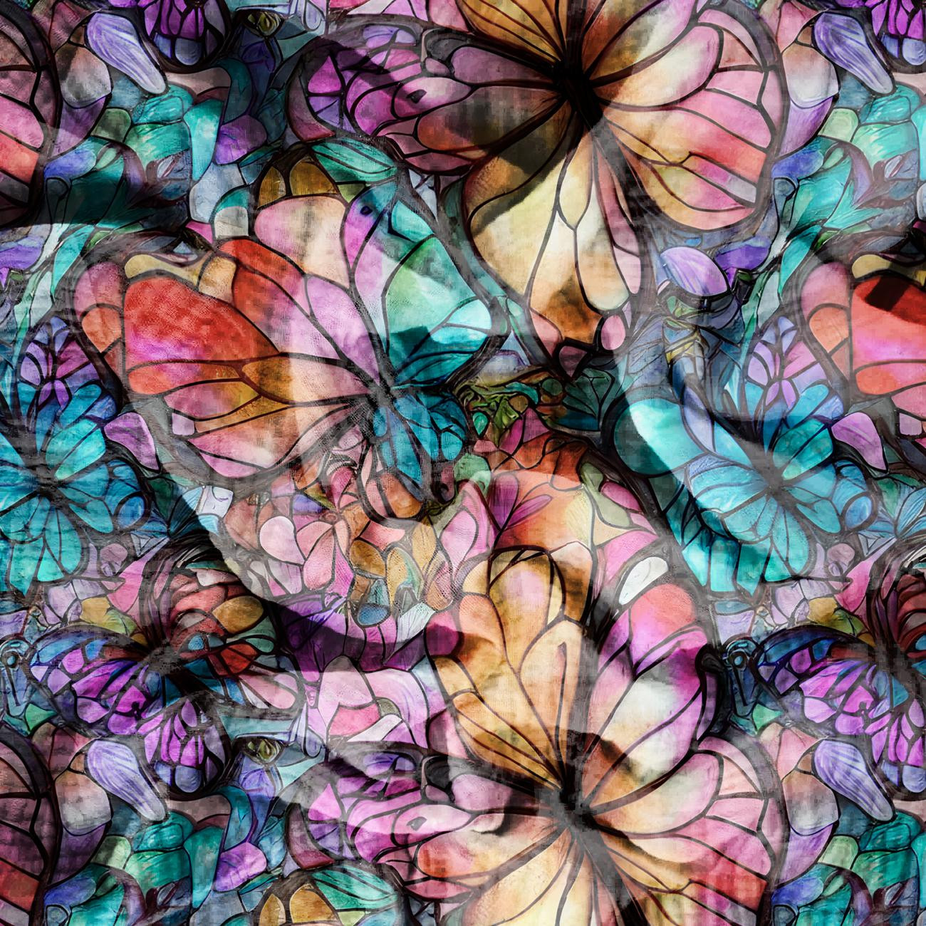 SCHMETTERLINGE / GLASMALEREI - Baumwoll Musselin