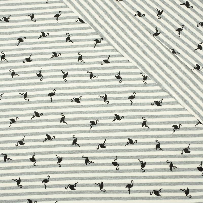 50cm GESTREIFTE FLAMINGOS / öko melange - Single Jersey TE210