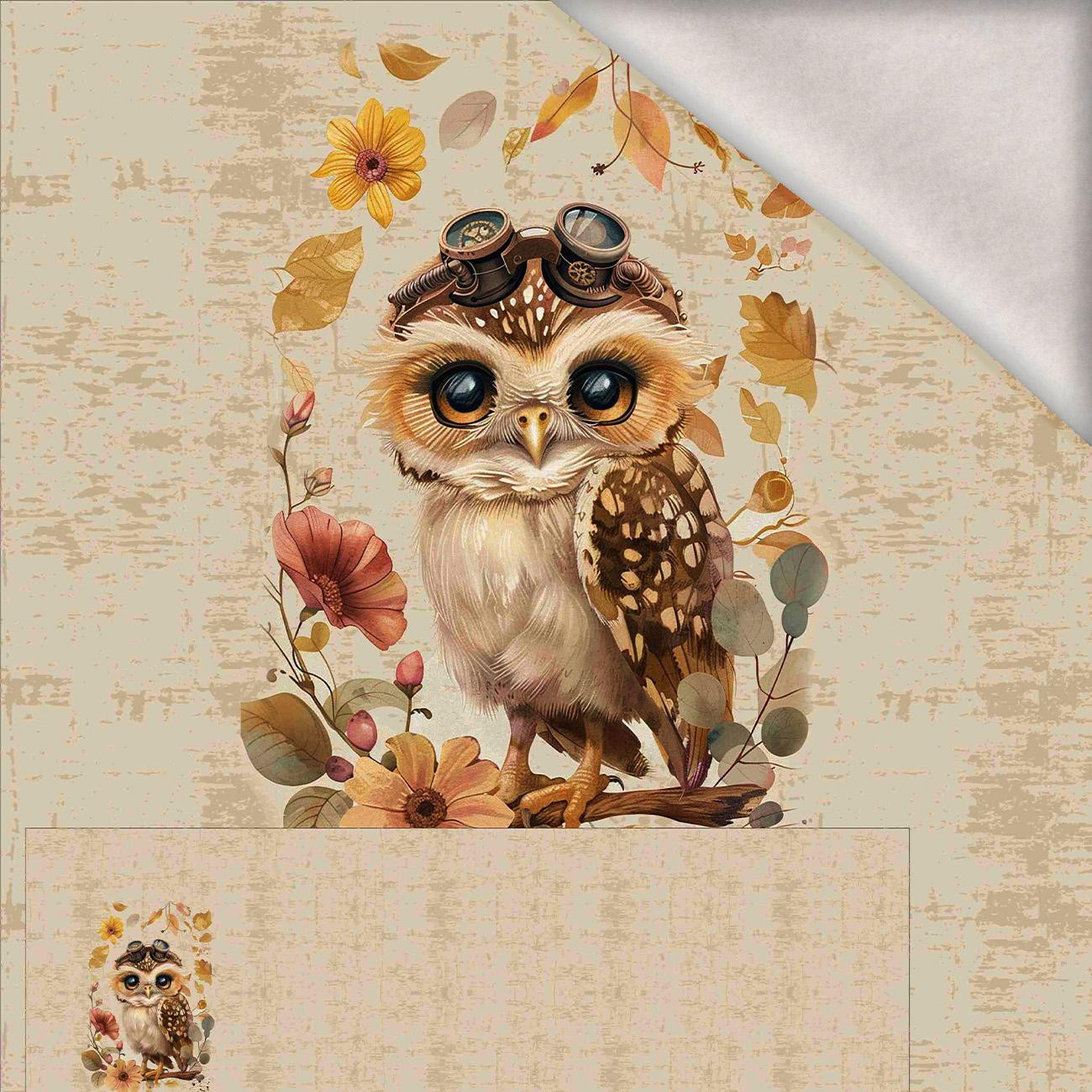 OWL STEAMPUNK FOREST M. 2 - panoramisches Paneel Wintersweat angeraut mit Elastan ITY (60cm x 155cm) OWL STEAMPUNK FOREST M. 2 - panoramisches Paneel Wintersweat angeraut mit Elastan ITY (60cm x 155cm)