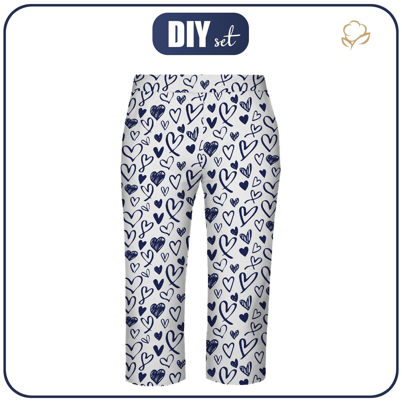 Pyjamas-Caprihose "LINDA" - HERZEN / navy - Nähset