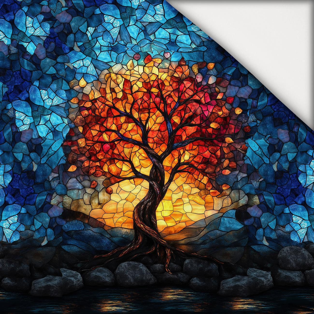 STAINED GLASS WZ.6 - Paneel (75cm x 80cm) leichte Maschenware angeraut