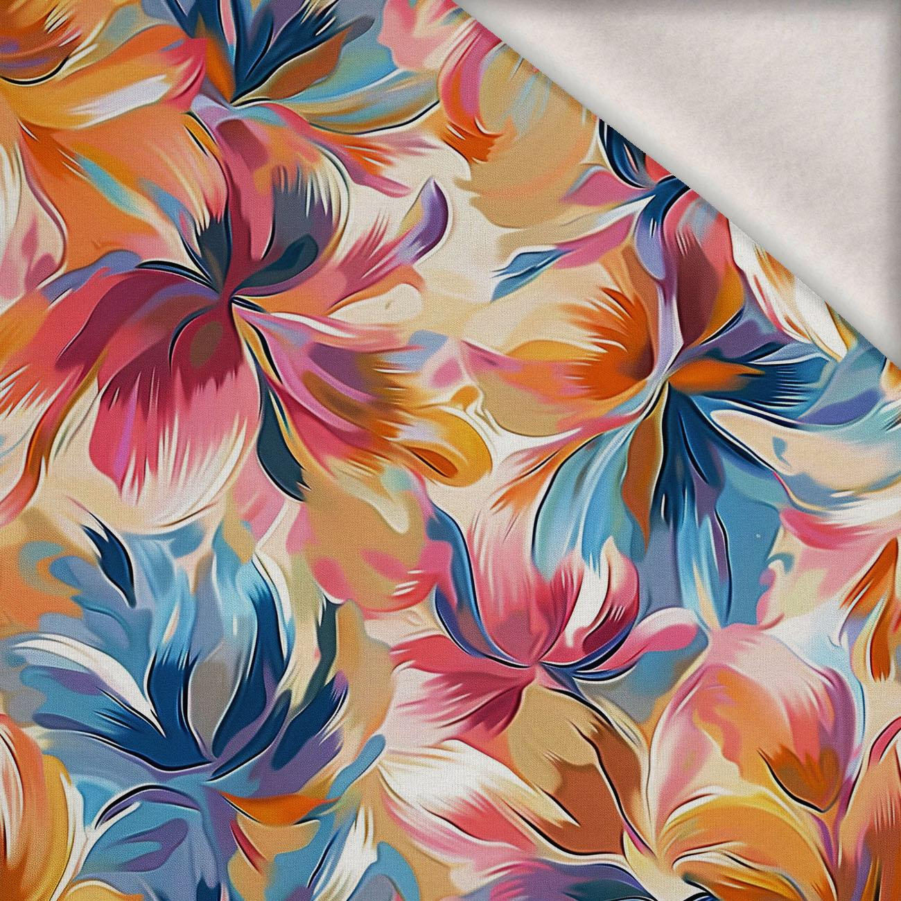 WATERCOLOR FLOWERS wz.8 - Wintersweat angeraut mit Elastan ITY