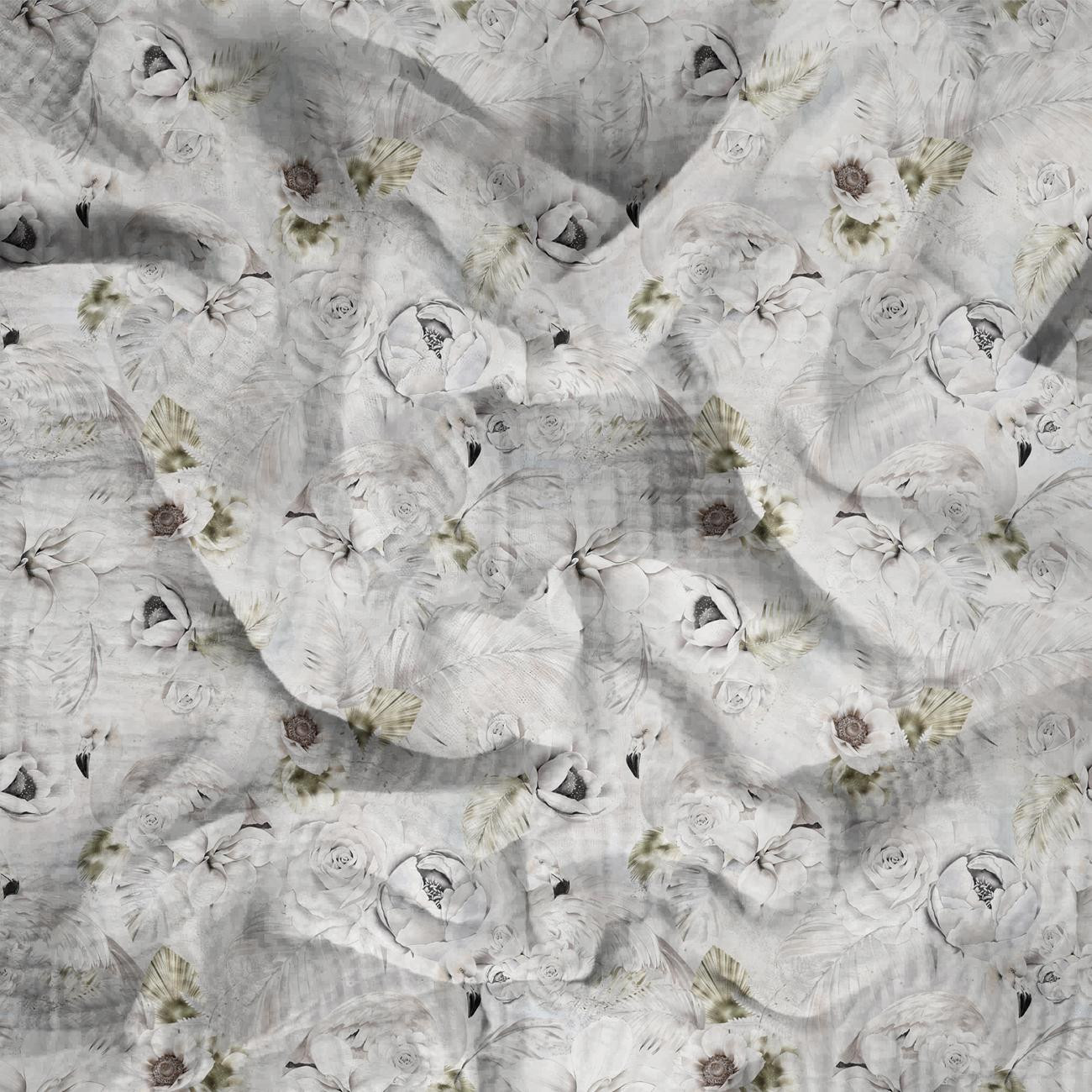 WHITE FLOWERS Ms. 1 - Baumwoll Musselin