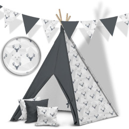 HIRSCHE (adventure) / hellgrau - HOME DECOR PREMIUM Webware