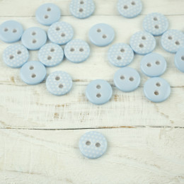 Kunststoffknopf mit Punkten klein - Baby blue