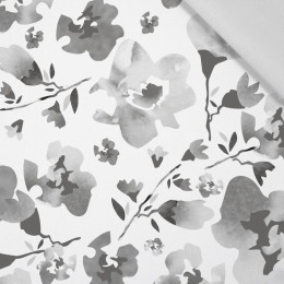 AQUARELL BLUMEN Ms. 1 (grau) - Baumwoll Webware