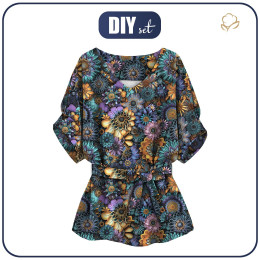 KIMONO BLUSE - COLORFUL GERBERA - Nähset 