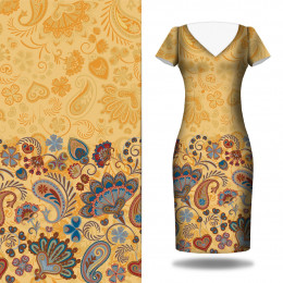 BLUMEN (Motiv 1) / orange - Kleid-Panel krepp