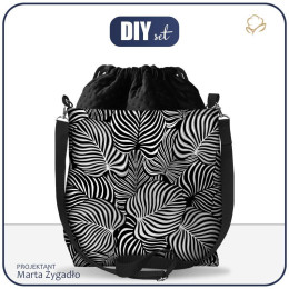 BEUTELTASCHE - ZEBRA BLÄTTER / schwarz