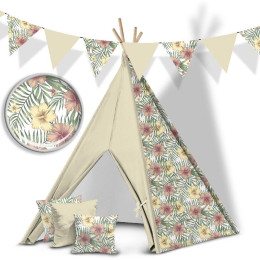 HIBISKUS / weiß - HOME DECOR PREMIUM Webware
