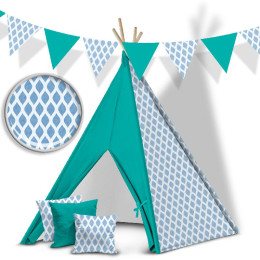 WEIßE KETTE / ACID WASH - blau - HOME DECOR PREMIUM Webware