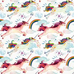 REGENBOGEN EINHÖRNER - Baumwoll Webware