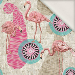 FLAMINGOS UND ROSETTEN - Viskose Webware