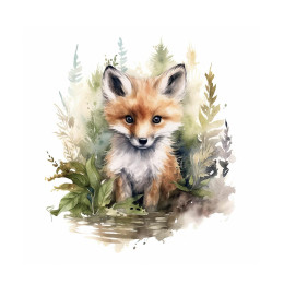 WATERCOLOR FOX - Paneel (60cm x 50cm)