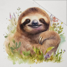 WATERCOLOR SLOTH W.2 - Paneel (75cm x 80cm) Hydrophober angerauter Wintersweat