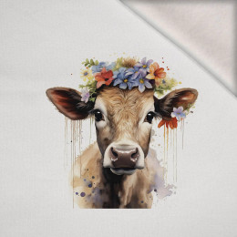 WATERCOLOR COW - Paneel (60cm x 50cm) Wintersweat angeraut mit Elastan ITY