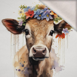 WATERCOLOR COW - Paneel (75cm x 80cm) Wintersweat angeraut mit Elastan ITY