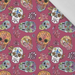 TOTENKÖPFE Ms. 3 / fuchsie (DIA DE LOS MUERTOS) - Baumwoll Webware