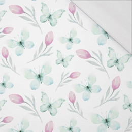 SCHMETTERLINGE UND TULPEN (AQUARELL-SCHMETTERLINGE) - bio single jerset mit Elastan Sommersweat
