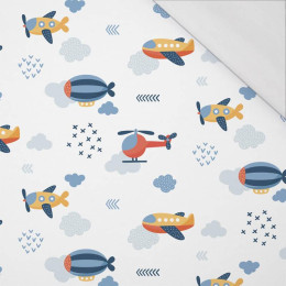 100cm FLUGZEUGE m. 2 / weiß (ADVENTURE BEGINS) - bio single jerset mit Elastan Sommersweat