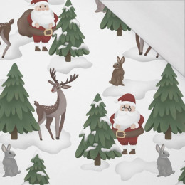 WEIHNACHTSMÄNNER UND HIRSCHE (IM WEIHNACHTSMANN WALD) - bio single jerset mit Elastan Sommersweat
