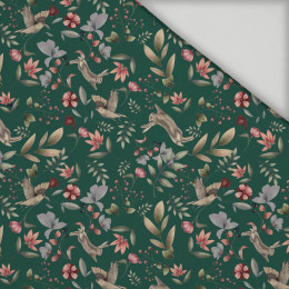 HARES AND BIRDS / BOTTLED GREEN (INTO THE WOODS) - schnelltrocknende Webware