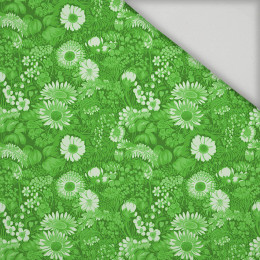 LIME GREEN / FLOWERS - schnelltrocknende Webware