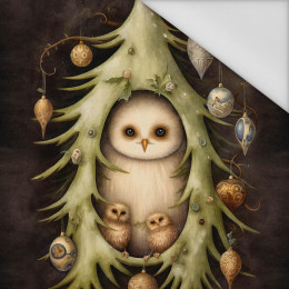 VINTAGE CHRISTMAS OWL M. 2 - Paneel (60cm x 50cm) Wasserabweisende Webware