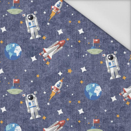 IM WELTRAUM m. 2 (WELTRAUMEXPEDITION) / ACID WASH DUNKELBLAU - Wasserabweisende Webware
