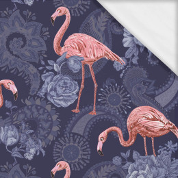 FLAMINGOS UND ROSEN / dunkelblau- Single Jersey mit Elastan