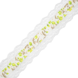 Ripsband mit Spitze 25 mm - weiß