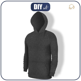 HERREN HOODIE (COLORADO) - MELANGE GRAPHIT - Nähset